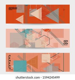 Abstract geometric texture. Mid century modern  design with geometric shapes transparent and overlapping. Retro colors. Banner template retro geometry vintage style.