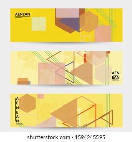 Abstract geometric texture. Mid century modern  design with geometric shapes transparent and overlapping. Retro colors. Banner template retro geometry vintage style.