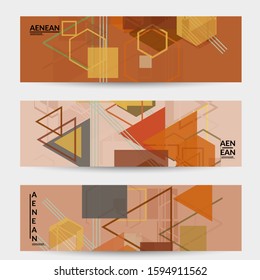 Abstract geometric texture. Mid century modern  design with geometric shapes transparent and overlapping. Retro colors. Banner template retro geometry vintage style.