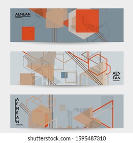 Abstract geometric texture. Mid century modern  design with geometric shapes transparent and overlapping. Retro colors. Banner template retro geometry vintage style.