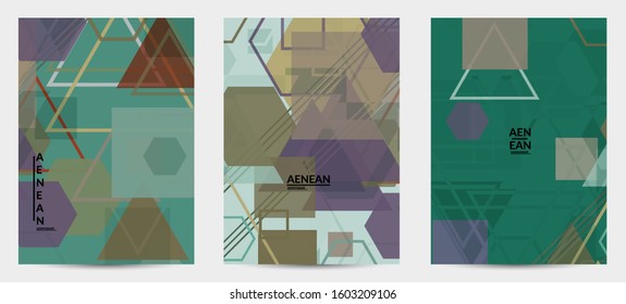 Abstract geometric texture. Mid century modern  design with geometric shapes transparent and overlapping. Retro colors. Flyer template retro geometry vintage style.