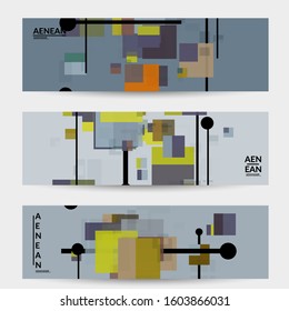 Abstract geometric texture. Mid century modern  design with geometric shapes transparent and overlapping. Retro colors. Banner template retro geometry vintage style.