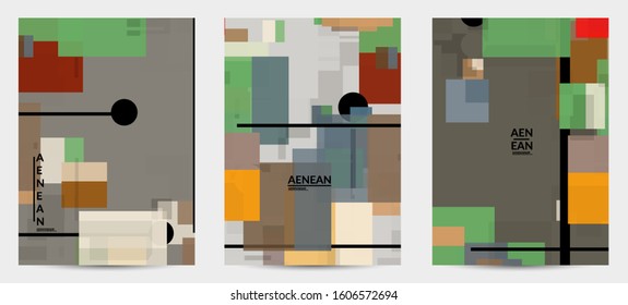 Abstract geometric texture. Mid century modern  design with geometric shapes transparent and overlapping. Retro colors. Flyer template retro geometry vintage style.