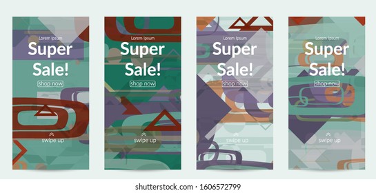 Abstract geometric texture. Mid century modern  design with geometric shapes transparent and overlapping. Retro colors. Social media template retro geometry vintage style.