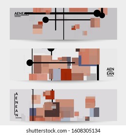 Abstract geometric texture. Mid century modern  design with geometric shapes transparent and overlapping. Retro colors. Banner template retro geometry vintage style.