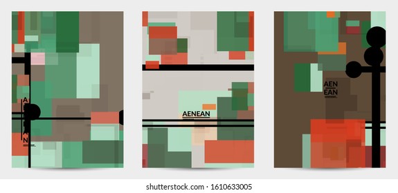 Abstract geometric texture. Mid century modern  design with geometric shapes transparent and overlapping. Retro colors. Flyer template retro geometry vintage style.