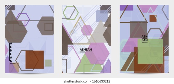 Abstract geometric texture. Mid century modern  design with geometric shapes transparent and overlapping. Retro colors. Flyer template retro geometry vintage style.