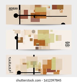 Abstract geometric texture. Mid century modern  design with geometric shapes transparent and overlapping. Retro colors. Banner template retro geometry vintage style.