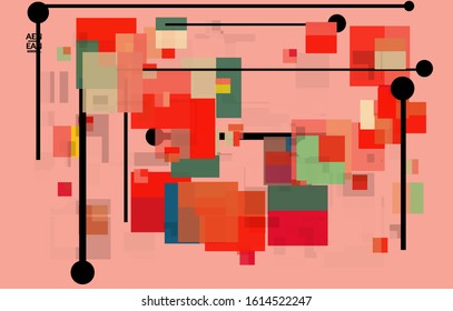 Abstract geometric texture. Mid century modern  design with geometric shapes transparent and overlapping. Retro colors. Webpage template retro geometry vintage style.