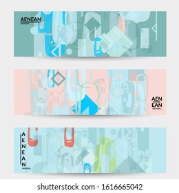 Abstract geometric texture. Mid century modern  design with geometric shapes transparent and overlapping. Retro colors. Banner template retro geometry vintage style.