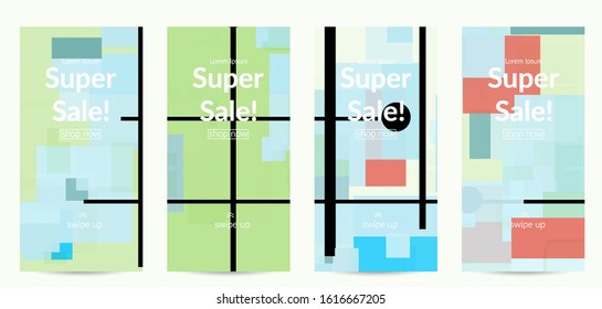 Abstract geometric texture. Mid century modern  design with geometric shapes transparent and overlapping. Retro colors. Social media template retro geometry vintage style.