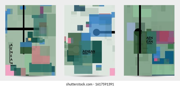 Abstract geometric texture. Mid century modern  design with geometric shapes transparent and overlapping. Retro colors. Flyer template retro geometry vintage style.