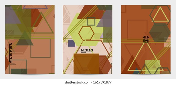 Abstract geometric texture. Mid century modern  design with geometric shapes transparent and overlapping. Retro colors. Flyer template retro geometry vintage style.