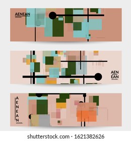 Abstract geometric texture. Mid century modern  design with geometric shapes transparent and overlapping. Retro colors. Banner template retro geometry vintage style.