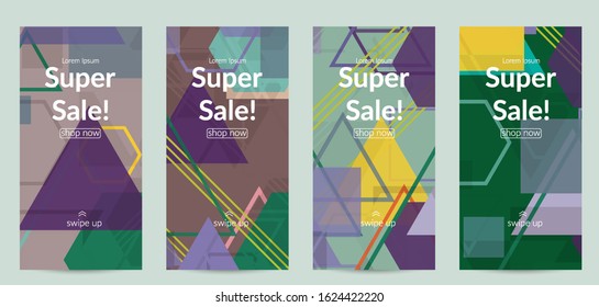 Abstract geometric texture. Mid century modern  design with geometric shapes transparent and overlapping. Retro colors. Social media template retro geometry vintage style.