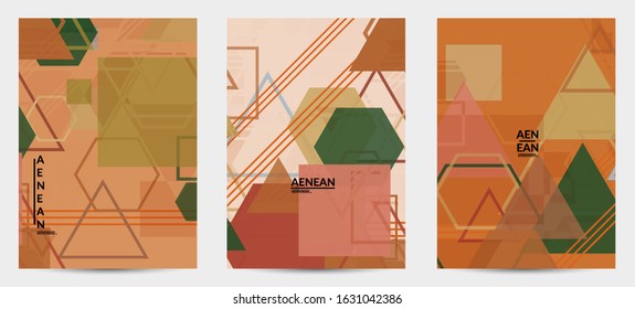Abstract geometric texture. Mid century modern  design with geometric shapes transparent and overlapping. Retro colors. Flyer template retro geometry vintage style.