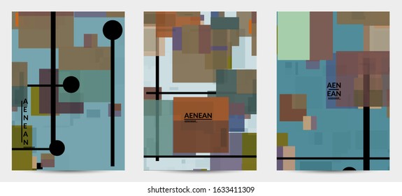 Abstract geometric texture. Mid century modern  design with geometric shapes transparent and overlapping. Retro colors. Flyer template retro geometry vintage style.