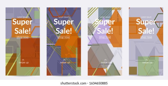 Abstract geometric texture. Mid century modern  design with geometric shapes transparent and overlapping. Retro colors. Social media template retro geometry vintage style.