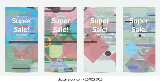 Abstract geometric texture. Mid century modern  design with geometric shapes transparent and overlapping. Retro colors. Social media template retro geometry vintage style.