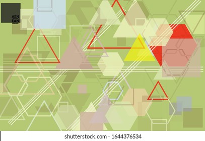 Abstract geometric texture. Mid century modern  design with geometric shapes transparent and overlapping. Retro colors. Webpage template retro geometry vintage style.