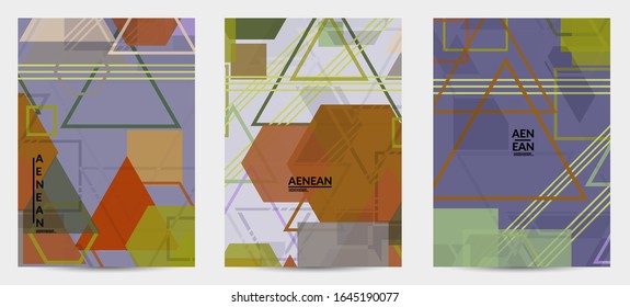 Abstract geometric texture. Mid century modern  design with geometric shapes transparent and overlapping. Retro colors. Flyer template retro geometry vintage style.