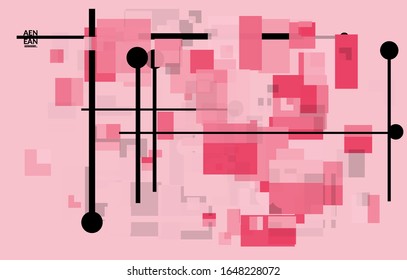 Abstract geometric texture. Mid century modern  design with geometric shapes transparent and overlapping. Retro colors. Webpage template retro geometry vintage style.