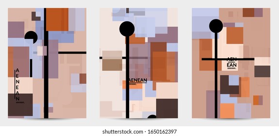 Abstract geometric texture. Mid century modern  design with geometric shapes transparent and overlapping. Retro colors. Flyer template retro geometry vintage style.