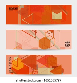 Abstract geometric texture. Mid century modern  design with geometric shapes transparent and overlapping. Retro colors. Banner template retro geometry vintage style.