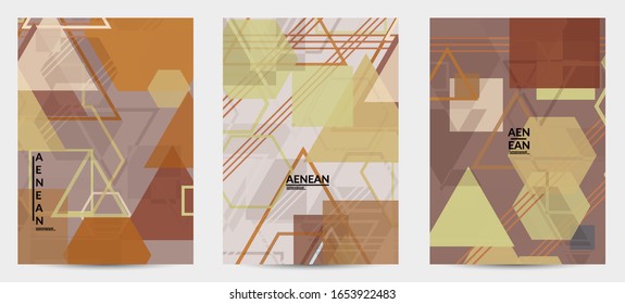 Abstrakte geometrische Struktur. Modernes Design aus dem Mittelalter mit geometrischen Formen, transparent und überlappend. Retro-Farben. Flyer Vorlage Retro Geometrie Vintage Stil.