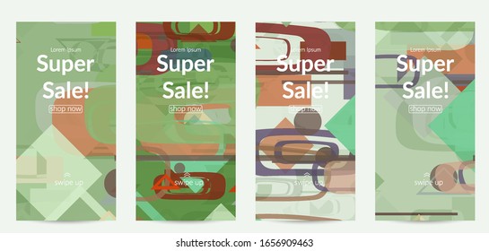 Abstract geometric texture. Mid century modern  design with geometric shapes transparent and overlapping. Retro colors. Social media template retro geometry vintage style.