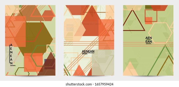 Abstract geometric texture. Mid century modern  design with geometric shapes transparent and overlapping. Retro colors. Flyer template retro geometry vintage style.