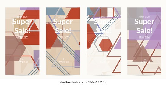Abstract geometric texture. Mid century modern  design with geometric shapes transparent and overlapping. Retro colors. Social media template retro geometry vintage style.