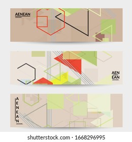 Abstract geometric texture. Mid century modern  design with geometric shapes transparent and overlapping. Retro colors. Banner template retro geometry vintage style.