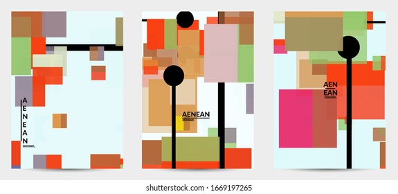  Textura geométrica abstracta. Diseño moderno a mediados de siglo con formas geométricas transparentes y solapadas. Colores retro. Estilo vintage de geometría retro de plantilla de volante.