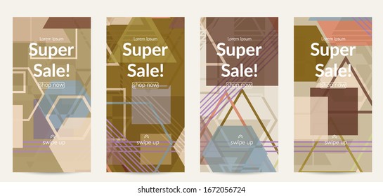 Abstract geometric texture. Mid century modern  design with geometric shapes transparent and overlapping. Retro colors. Social media template retro geometry vintage style.