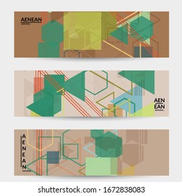 Abstract geometric texture. Mid century modern  design with geometric shapes transparent and overlapping. Retro colors. Banner template retro geometry vintage style.