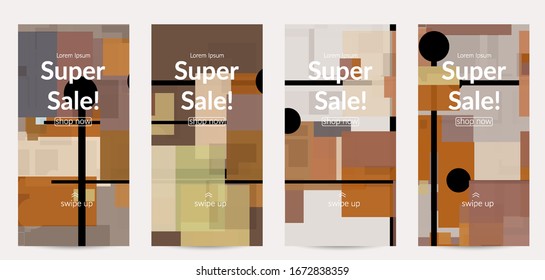 Abstract geometric texture. Mid century modern  design with geometric shapes transparent and overlapping. Retro colors. Social media template retro geometry vintage style.