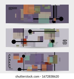 Abstract geometric texture. Mid century modern  design with geometric shapes transparent and overlapping. Retro colors. Banner template retro geometry vintage style.