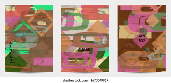 Abstract geometric texture. Mid century modern  design with geometric shapes transparent and overlapping. Retro colors. Flyer template retro geometry vintage style.
