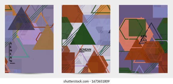 Abstract geometric texture. Mid century modern  design with geometric shapes transparent and overlapping. Retro colors. Flyer template retro geometry vintage style.