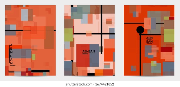 Abstract geometric texture. Mid century modern  design with geometric shapes transparent and overlapping. Retro colors. Flyer template retro geometry vintage style.