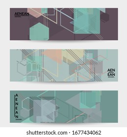 Abstract geometric texture. Mid century modern  design with geometric shapes transparent and overlapping. Retro colors. Banner template retro geometry vintage style.
