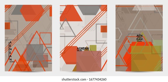 Abstract geometric texture. Mid century modern  design with geometric shapes transparent and overlapping. Retro colors. Flyer template retro geometry vintage style.