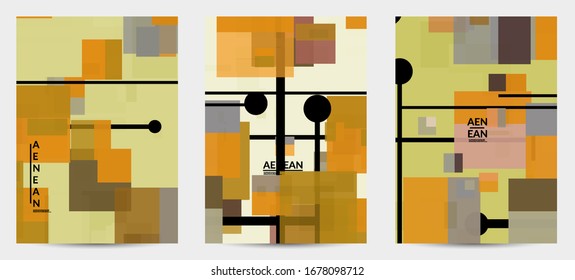 Abstract geometric texture. Mid century modern  design with geometric shapes transparent and overlapping. Retro colors. Flyer template retro geometry vintage style.