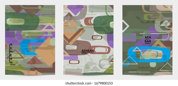 Textura geométrica abstracta. Diseño moderno a mediados de siglo con formas geométricas transparentes y solapadas. Colores retro. Estilo vintage de geometría retro de plantilla de volante.