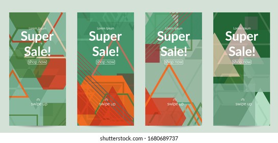 Abstract geometric texture. Mid century modern  design with geometric shapes transparent and overlapping. Retro colors. Social media template retro geometry vintage style.