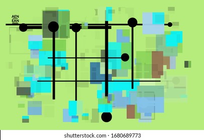 Abstract geometric texture. Mid century modern  design with geometric shapes transparent and overlapping. Retro colors. Webpage template retro geometry vintage style.