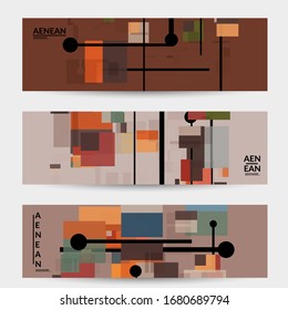 Textura geométrica abstracta. Diseño moderno a mediados de siglo con formas geométricas transparentes y solapadas. Colores retro. Estilo vintage de geometría retro de plantilla de banner.