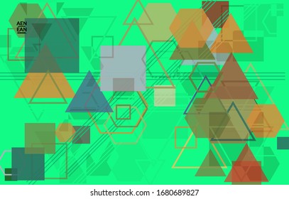 Abstract geometric texture. Mid century modern  design with geometric shapes transparent and overlapping. Retro colors. Webpage template retro geometry vintage style.