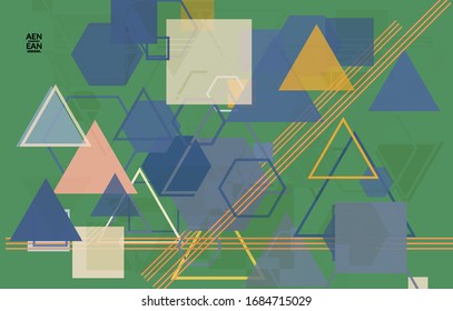 Textura geométrica abstracta. Diseño moderno a mediados de siglo con formas geométricas transparentes y solapadas. Colores retro. Estilo vintage de geometría retro de plantilla de página web.